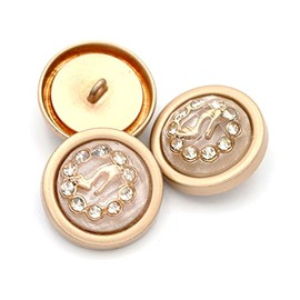 5Pcs Metal Resin Buttons Round Shape Botton for Sewing Crafts Decorations Clothes(Golden-3,27mm)