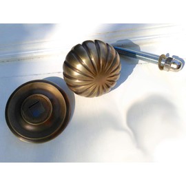 Antikas - Türknauf mit Rosette Messing 70mm, für Haustür, edel + massiv (feststehend)