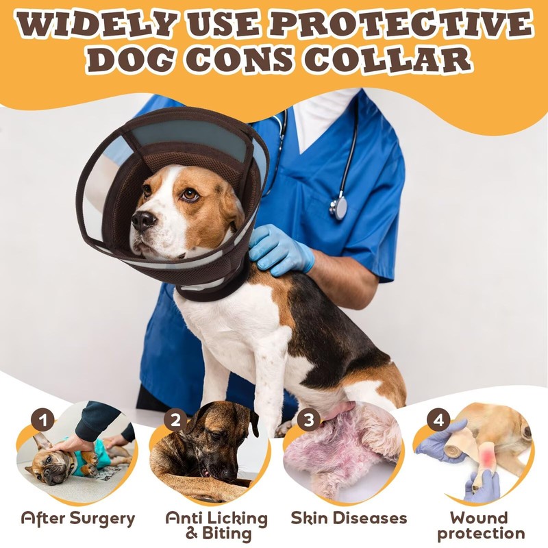 AuraPaw Soft Dog Cone for Dogs After Surgery,Foldable Dog's Cone