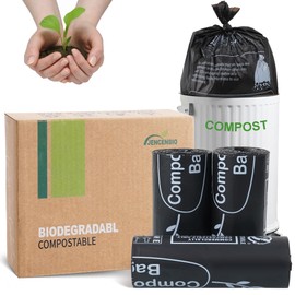JENCENBIO Compost Bin Liners, 20 Liter, Extra Thick, 20 Micron Food scrap waste bags with US BPI ASTM D6400 and Europe OK Compost Home Certified