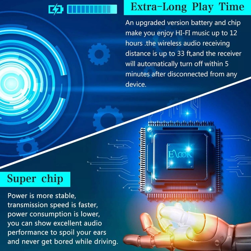 Elook Bluetooth Cassette Adapter For Vintage Car Sound System Black