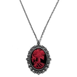 Victorian Vault Skeleton Skull Cameo Steampunk Gothic Pendant Necklace on Chain