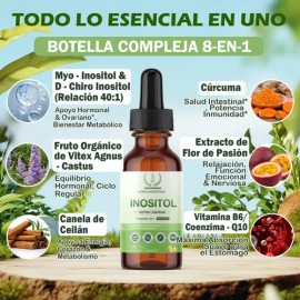 Gotas Inositol Myo D-chiro 401 Suplemento Vitamina B6 Mujer Sabor Limón                                                                               