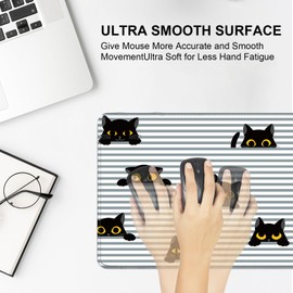 Large Desk Mat, Desk Matt for Desktop, Computer Gaming Mouse Pads, Anti-Slip Rubber Base, Stitched Edges Soft Mat for Desktop Office Home 31.5 x 11.8 Inches (Striped Black Cats)
