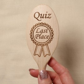 Quiz Last Place Cooking Wooden Spoon Pub Quiz Competition Night Loser Wooden Spoon Award Game Booby Prize Trophy Medal Village Badge Family Quizzes Funny Novelty Trivia Nights Office Charity Events