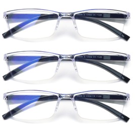 NORPERWIS Reading Glasses Men 3 pack Blue Light Blocking Readers Mens Spring Hinge Comfortable Glasses (transparent, 1.75, x)