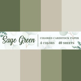 Generic AnyDesign 40 Sheet 8.5 x 11 Inch Sage Green Thick Paper Card Stock 4 Colors Paper Cards Colored Scrapbook Paper for Prints DIY Arts Crafts Making School Office Home Supplies, 65lb