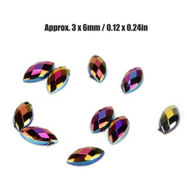 QANYEGN AB Black Rhinestones, Plastic Resin Rhinestones Bulk, Horse Eye Shaped Fancy Flatback Rhinestones, Flatback Round for DIY Crafts Clothes Tumblers Face Makeup Manicure(09 Black AB)
