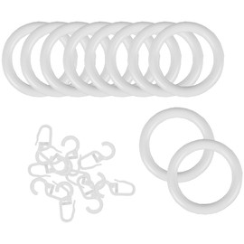 Bestlivings Rings with Folding Hooks (Set of 20), Curtain Rings for Universal Tape/Ruffle Tape, Diameter 40 mm, Colour: White