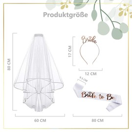 Gleemix Bride to Be Sash Veil Set, Jga Accessories Women with Bride Headband, Sash, Veil, Hen Party Accessories for Wedding, Bachelorette Party, Bridal Shower