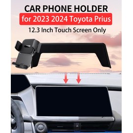 LAUFITMT Car Phone Holder for Toyota Prius 2023 2024 Accessories 12.3 Inch Screen Fixed Clip Cell Phone Mount Hands-Free 360 Degree Rotation