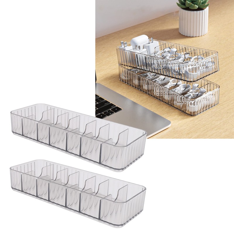 2pcs Cable Management Box with 20 Wire Ties Stackable Clear