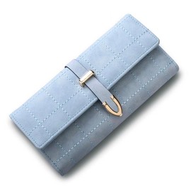 Round Sheep fas02 Long Wallet, Women's Wallet, Leather, Card Case, PU, Light Blue