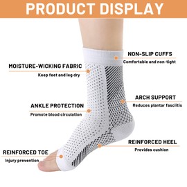 shallyong 2 Pairs Tieberg Compression Socks Compression Socks Orthopedic Compression Socks for Men Women, White+Black