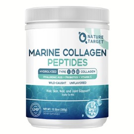 NATURE TARGET- “Péptidos de Colágeno Marino en Polvo Colágeno Hidrolizado Tipo I y III con Probióticos, Vitamina C y Hya