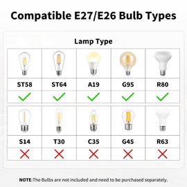 FIRMERST 10 FT Hanging Lantern Pendant Light Cord with E26/E27 Socket, IP44 Waterproof, Ideal for Indoor/Outdoor Use