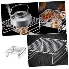 Kisangel Barbecue Warming Rack Raised Grill Rack Bbq Stainless Steel Barbecue Grill Grate for Outdoor Use