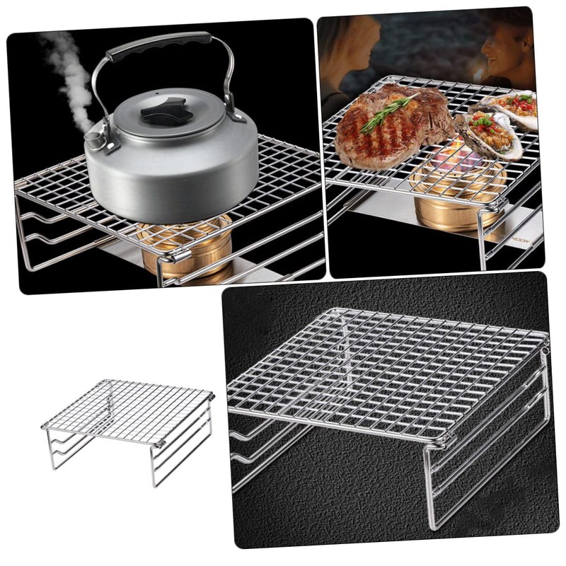 Kisangel Barbecue Warming Rack Raised Grill Rack Bbq Stainless Steel