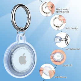 AXFEE 360° Protective Case for AirTag, Waterproof TPU AirTag Holder Case, Shockproof Anti-Scratch Case with Keyring and Metal Catabiner, Air Tag Holder Protective Cover for Kids, Key, Bag, Luggage