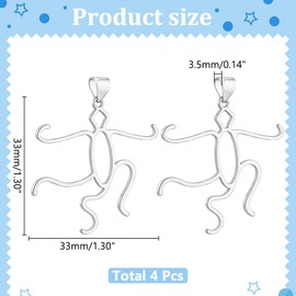 WADORN 4Pcs 5 Claws Prong Pendant Setting, Adjustable Brass Hollow Pendant Blank Irregular Base Cabochon Setting Crystal Stone Necklace Holder Charms 1.3x1.3inch for DIY Jewelry Making, Platinum