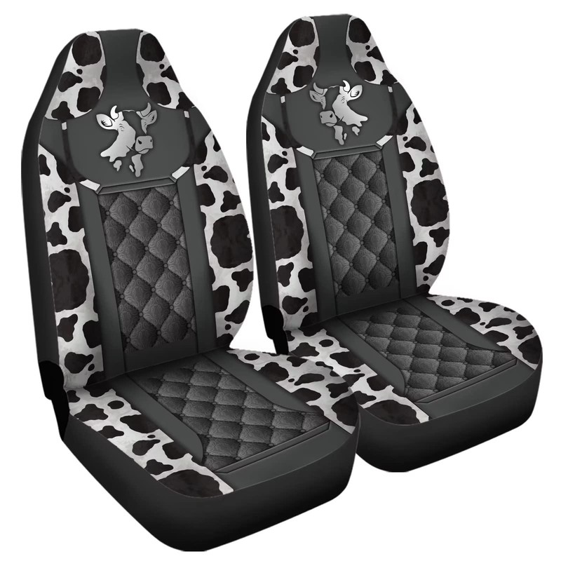 STUOARTE Cow Print Car Seat Covers for Front Seats, 2