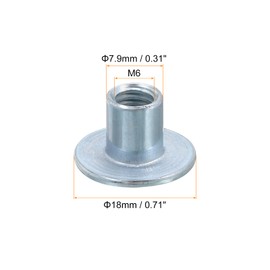 sourcing map M6 T-Nuts, 12pcs Carbon Steel Tee Nut Round Base Weld Nuts 10mm Height Through Hole Flange Insert Female Thread Plate Nuts