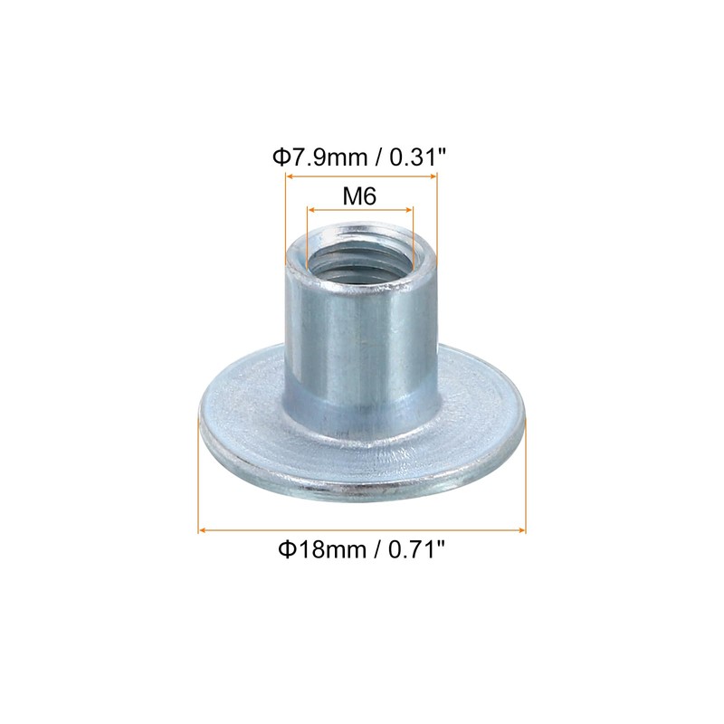 sourcing map M6 T-Nuts, 12pcs Carbon Steel Tee Nut Round