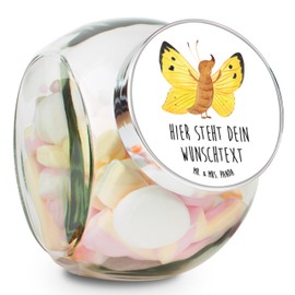 Mr. & Mrs. Panda Personalisiertes Bonbonglas Schmetterling Zitronenfalter L 870ml - Personalisierte Geschenke, Geschenkglas Für Süßes Mit Wunschtext,