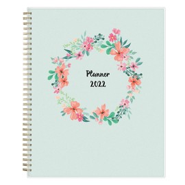 Blue Sky 2022 Weekly & Monthly Planner, 8.5" x 11", Frosted Flexible Cover, Wirebound, Laurel (135842)