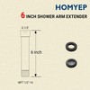HOMYEP Black Shower Arm Extender 6 Inch Straight Extension Arm