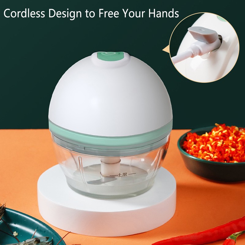 Garlic Chopper Electric 2 Blade 150ml Capacity Cordless Grinder Mincer