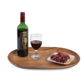 Woodard & Charles 18-Inch Oval Tray, Extra Large, Natural Acacia Wood