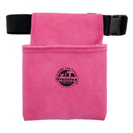 Graintex Tool Belt - One Pocket Tool Pouch in Premium Suede Leather with 2" Webbing Belt, Durable Designed for Multipurpose Use, Ideal for Construction, Carpentry, DIY Projects (Pink)