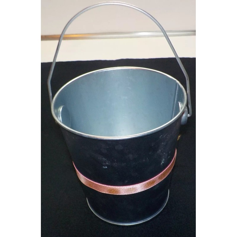 GREENBRIER SILVER BUCKET/PAIL WITH PINK BOW PARTY DECORATION