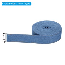 PATIKIL 1.5" Denim Ribbon, 1 Roll 11 Yard Layering Jean Fabric Craft Strip for Bow DIY Making Hair Clip Garment Sewing Decorations, Blue