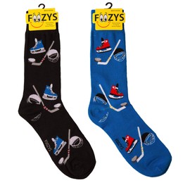 Foozys Men’s Hockey Cool Sports Novelty Crew Socks | 2 Pair