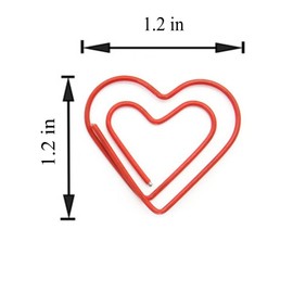 Paper Clips Cute Red Love Heart Shaped Paper Clip for Invitation Card Notebook Files Work Bookmark (50 Pcs Red Love Heart)