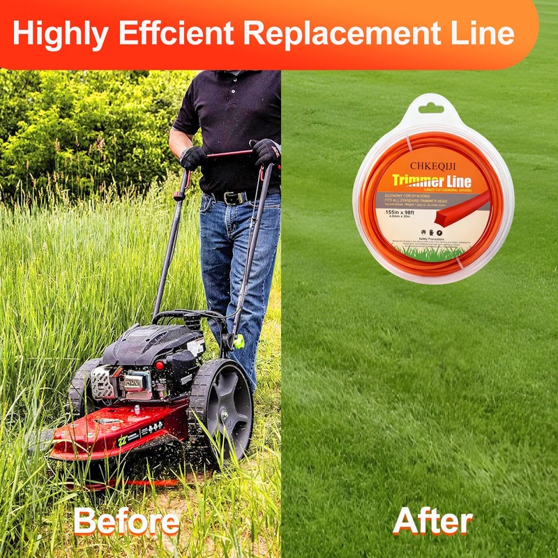 CHKEQIJI Professional 155-Inch x 98-Foot Weed Eater String Trimmer Line