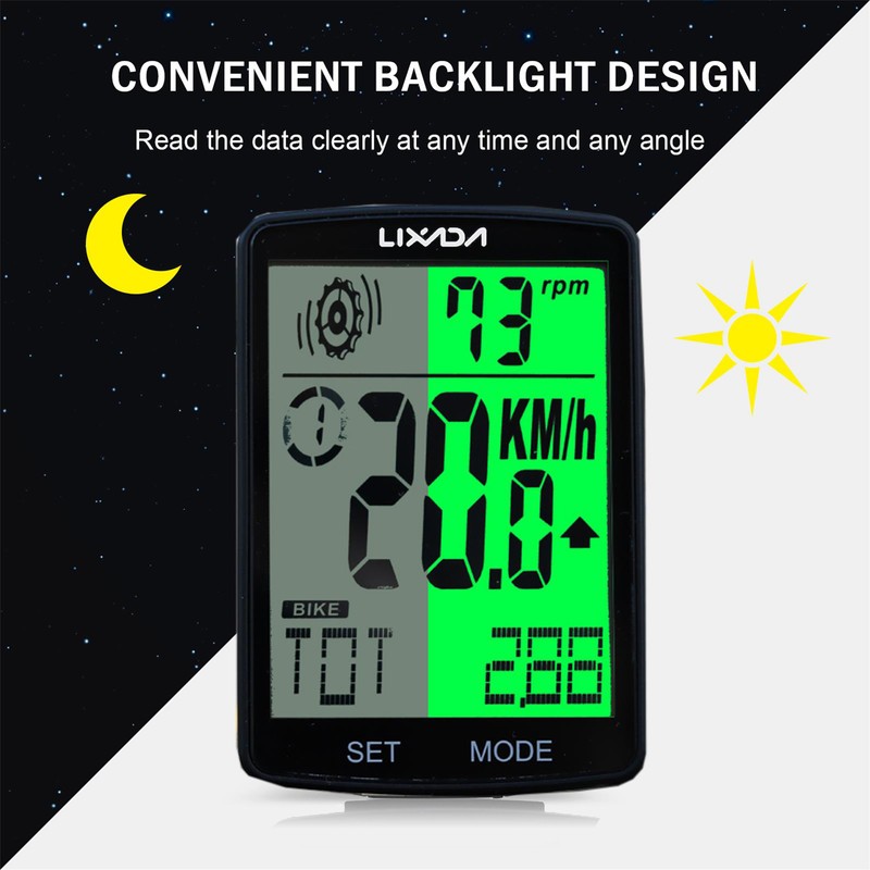 LIXADA 3 in 1 Wireless Bike Computer Multi Functional LCD