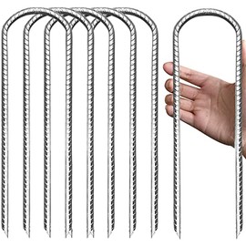 Eurmax USA Trampolines Stakes Wind Stake 12 Inch Heavy Duty Stake Safety Ground Anchor Galvanized Steel Wind Stakes, 4pcs-Pack(Silver)