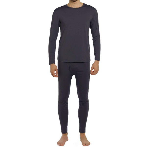 ViCherub Men's Thermal Underwear Set Long Johns with Fleece Lined Base Layer Thermals Sets for Men Charcoal