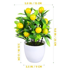 Fake Lemon Tree Small Artificial Plant Fake Plastic Lemon Tree Bonsai Decor Potted Plant Bathroom Faux Plant for Indoor Decor Window Tabletop Office Colorful Flower Plant