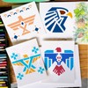 FINGERINSPIRE 6Pcs Aztec Eagle Painting Template with Brush 15x15cm Symbols