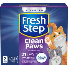 Fresh Step Fresh Step Clean Paws Cat Litter with Febreze Freshness, Advanced Multi Cat Low Tracking Clumping Litter, 37 lbs. (2 x 18.5 lb. Box)