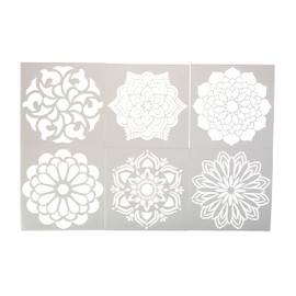 Washable Plastic Stencils Mandala Pack - 6 Stencils Included in Varied Patterns - 15cm x 15cm