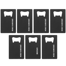 PartyGifts&beyond Groomsmen Gifts 7 PCS Credit Card Bottle Opener Stainless Steel Card Size Beer Bottle Opener Cap for Bachelor Party Favors(Crew)