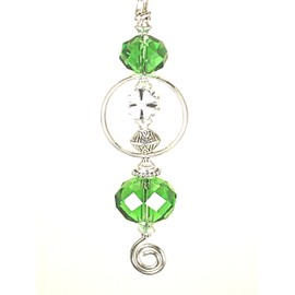 Car Accessory Rear View Mirror Ornament Good Luck of The Irish Silver Green Four Leaf Clover