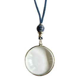 Magnifying Glass Necklace, Sodalite Crystal, Magnify Harmony and Self Expression, Pre- made, Ready to Ship! Blue & White La Loupe by Wendra