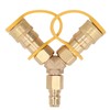 3/8 Inch Gas Y Splitter, Brass 2 Way Quick Connect