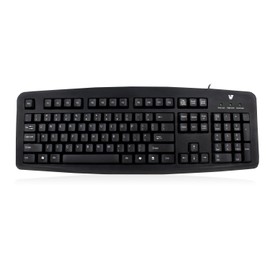 V7 Standard Full-Size Space Saving Spill Resistant USB Keyboard for Windows Desktop PC (KC0D1-5N6) - Black